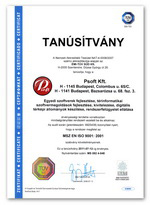 MSZ EN ISO 9001:2001 Tanúsítvány